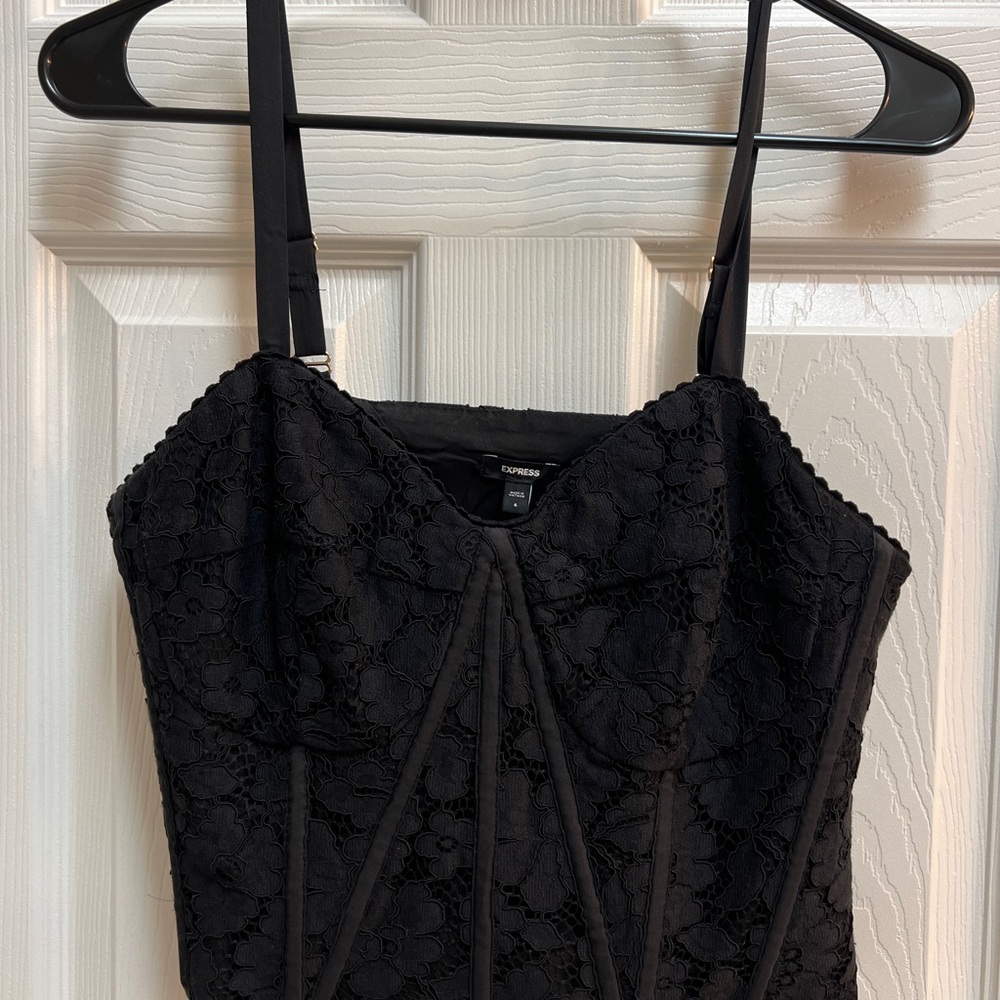 Express Black Floral Lace Top